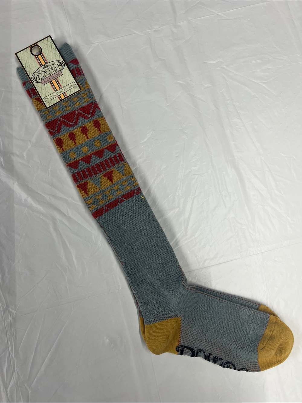 Powder Design Scotland NWT Fair Isle Knee High Boot Socks Blue Geometric